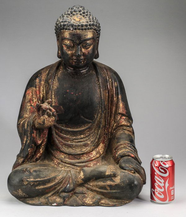 Chinese lacquerware Buddha, 21"h (1 of 7)
