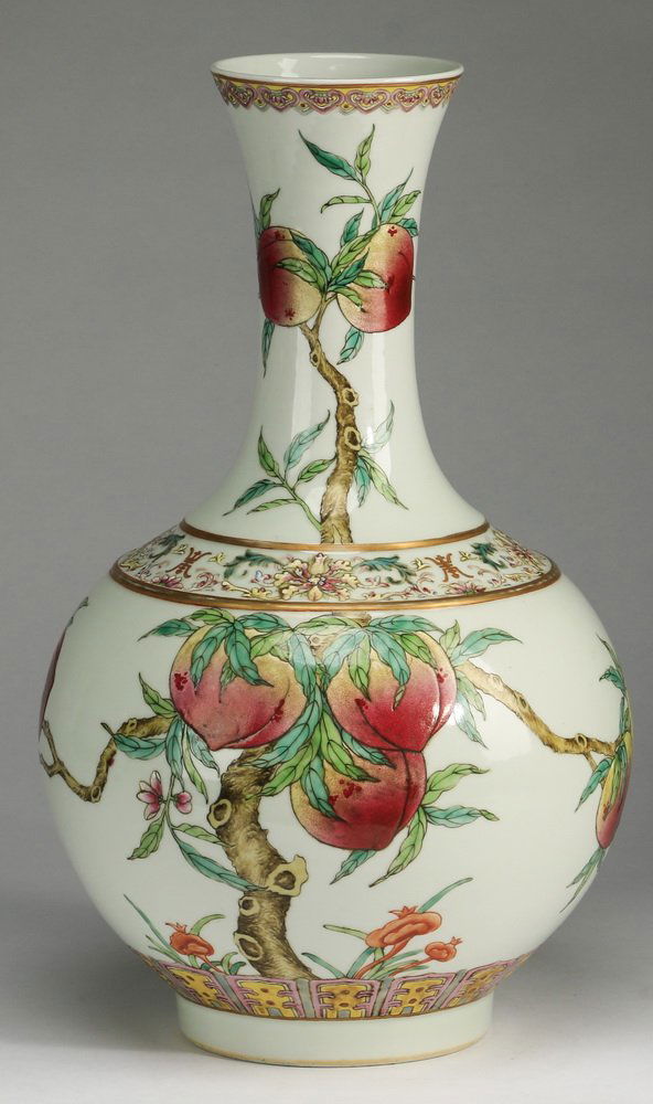 Chinese 'Nine Peach' bottle vase, 16"h (1 of 6)