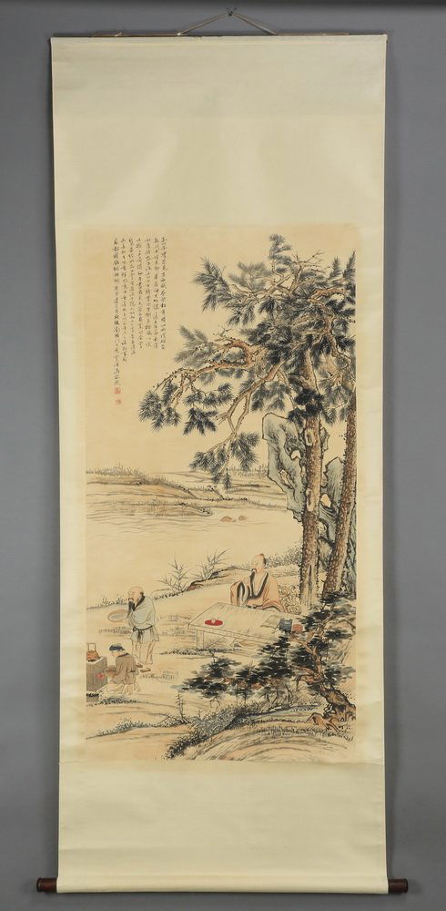 Chinese hand painted ink & watercolor scroll (1 of 5)