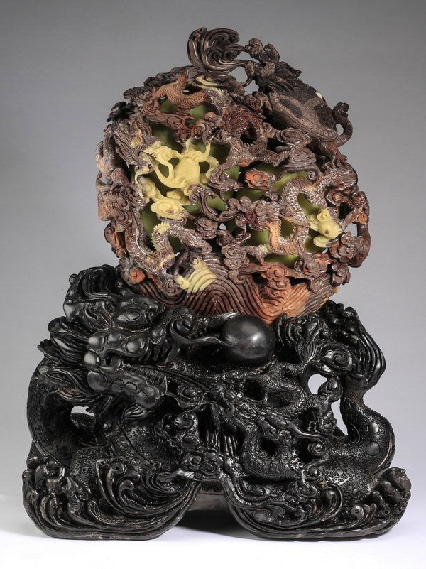 Chinese soapstone dragon carving,17"h (1 of 8)