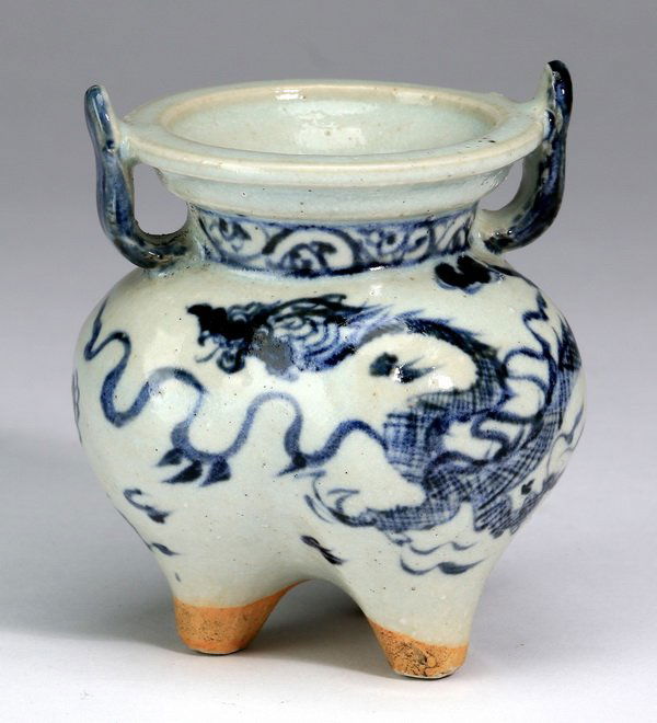 Chinese Ding-form dragon censer, 3"h. (1 of 6)