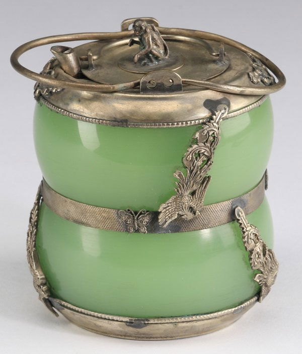 Chinese jade glass & gilt metal water dropper (1 of 5)