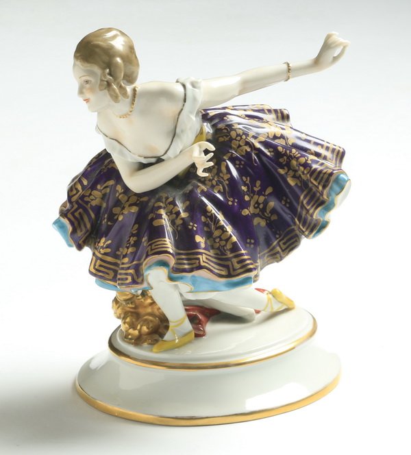 Continental porcelain ballet dancer, 7"h (1 of 5)