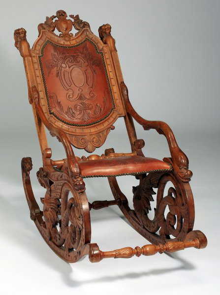 19th c. carved Venetian fantasy rocking chair