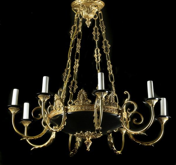 French Empire style 8-arm chandelier, 30"h. (1 of 3)