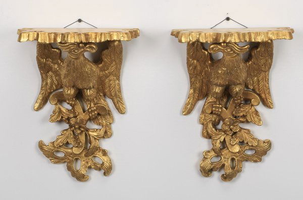 (2) Italian carved giltwood eagle brackets (1 of 4)