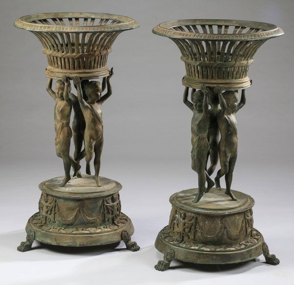 (2) Bronze jardinieres with cherubs, 37"h (1 of 5)