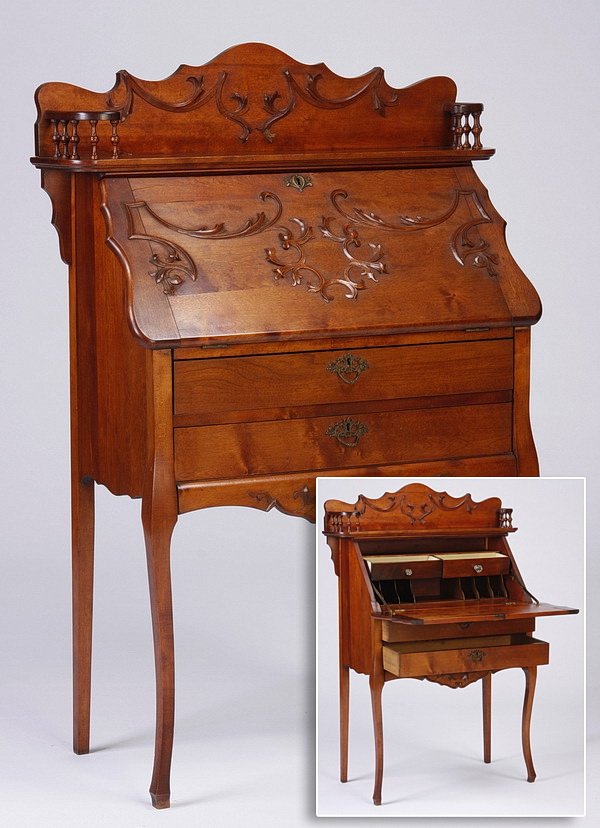 19th c. American Victorian walnut desk (1 of 5)
