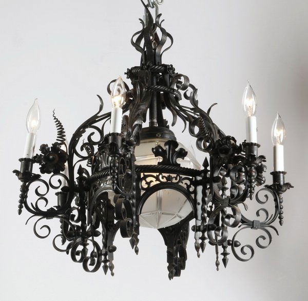Early 20th c. wrought iron chandelier (1 of 1)