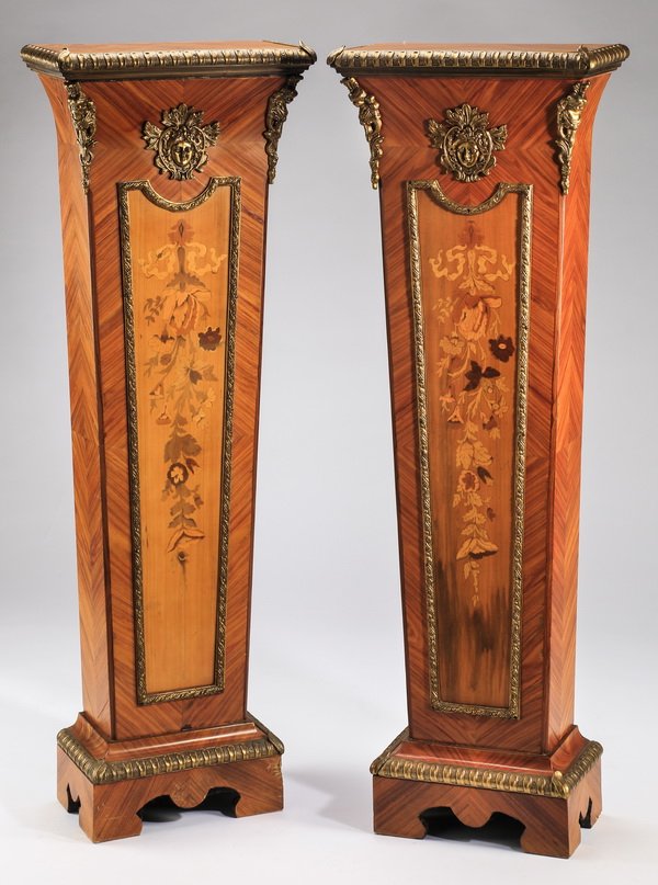 (2) Bronze mounted satinwood pedestals, 44"h (1 of 2)