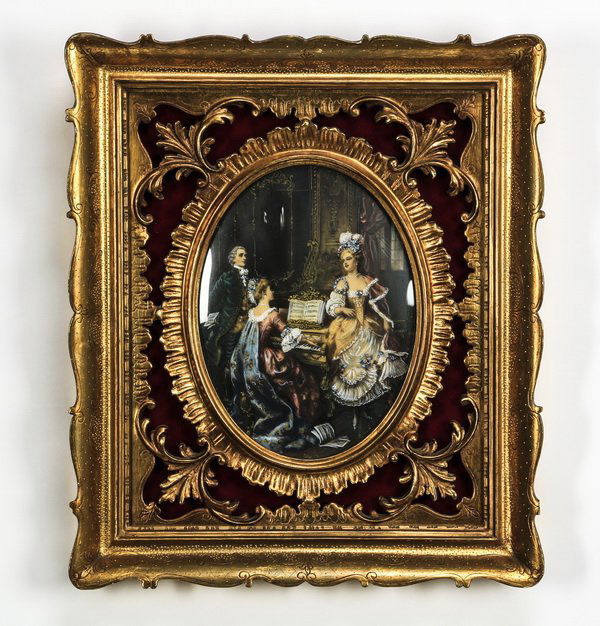 Rococo style oval genre scene on ivorine (1 of 2)