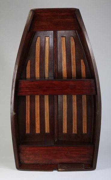 Canoe shaped bookcase, two shelves, 79"h (1 of 3)