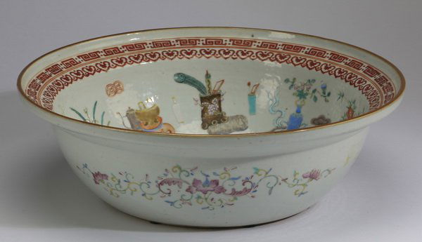 Chinese porcelain center bowl, 15"w (1 of 3)