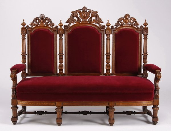 19th c. pierce carved oak settee (1 of 5)