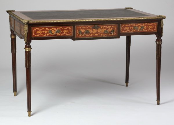 French Louis XVI style leather top desk (1 of 6)