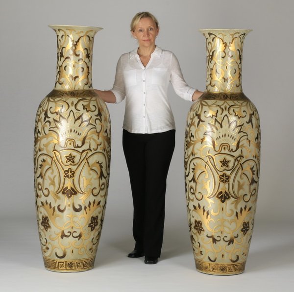 2 Oversized Asian Inspired Floor Vases 62 Apr 16 2016