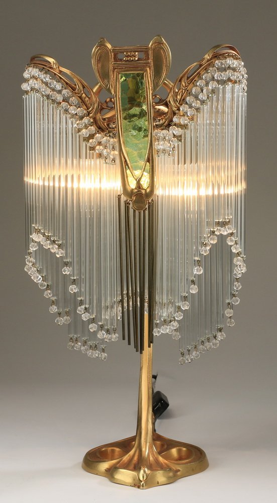 French Art Nouveau style table lamp, 20"h (1 of 2)