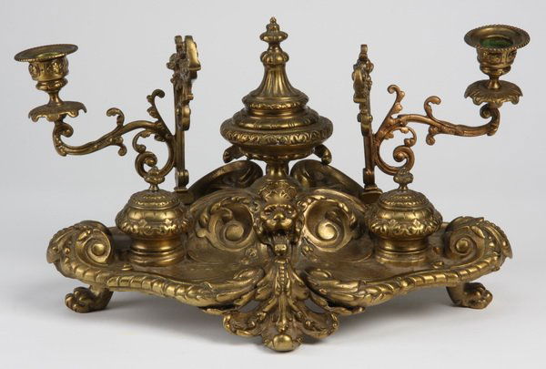19th c. French bronze inkwell (1 of 2)