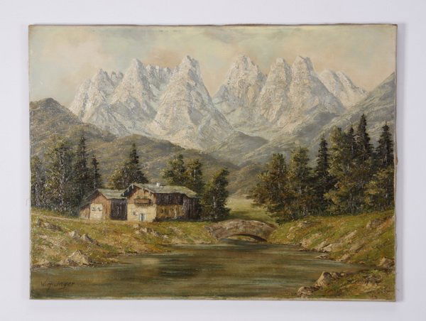 Early 20th c. Swiss oil on canvas, signed (1 of 3)