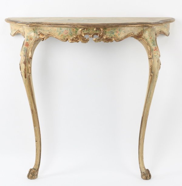 Gilded console table with paint decorated top (1 of 3)