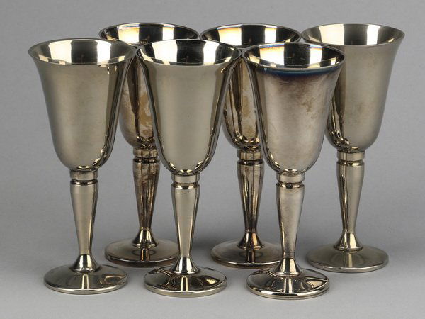(6) Spanish silver plate cordials, 4"h (1 of 3)