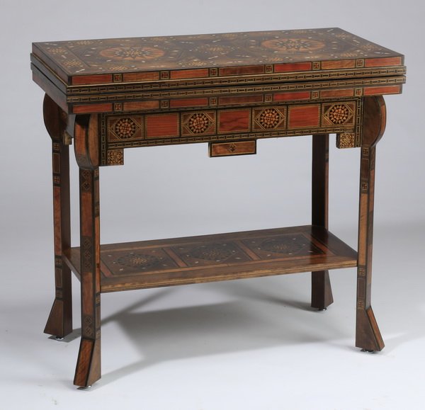 Moroccan marquetry inlaid games table (1 of 9)