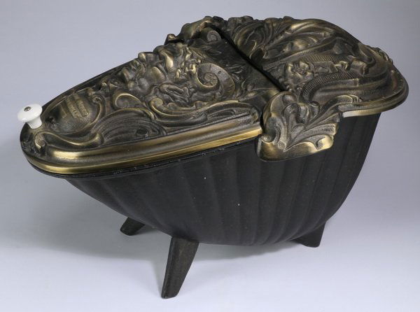 French cast iron, bronze coal scuttle, 19th c (1 of 4)