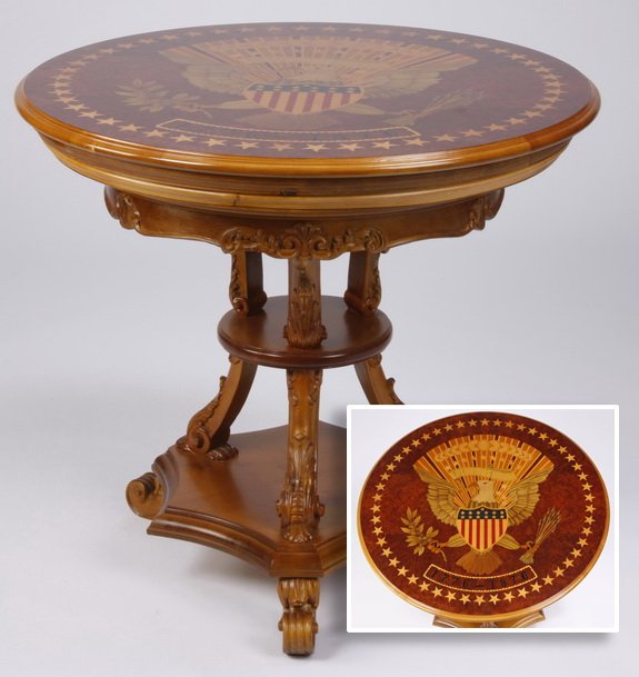 American Eagle marquetry inlaid table (1 of 4)