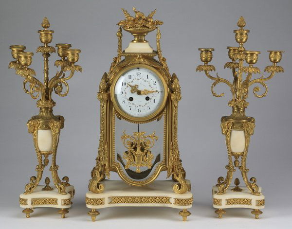 19th c. French clock garniture set,  20"h (1 of 5)