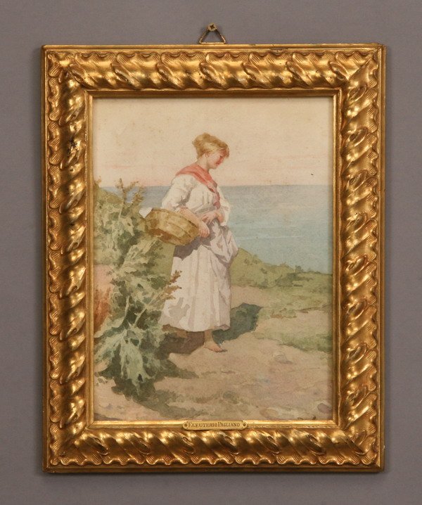 19th c. Italian watercolor, signed Pagliano (1 of 1)