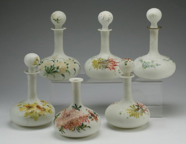 (6) Polychrome enameled opaline glass bottles (1 of 1)