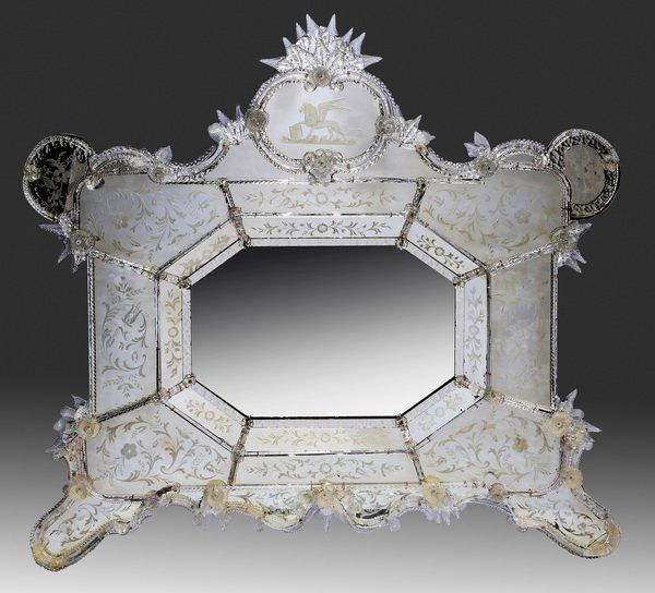19th c. Venetian mirror, 65"w (1 of 4)