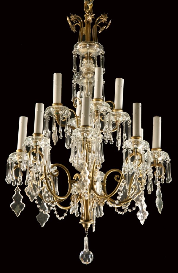 Early 20th c. French crystal chandelier, 43"h (1 of 3)