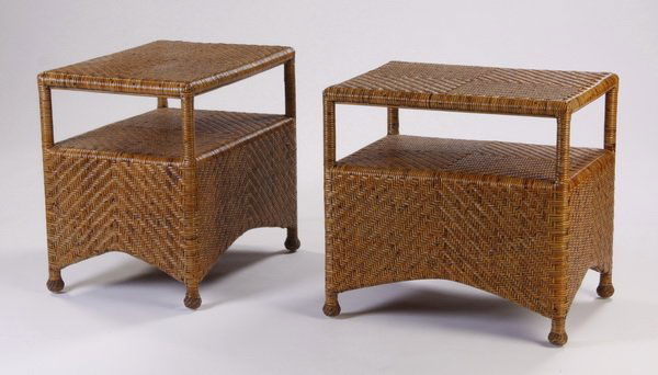 (2) Rectangular rattan side tables (1 of 2)
