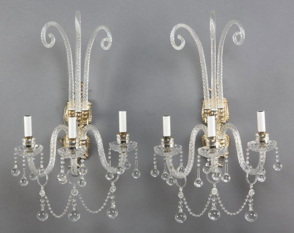 (2) Murano crystal wall sconces, 31"h (1 of 3)