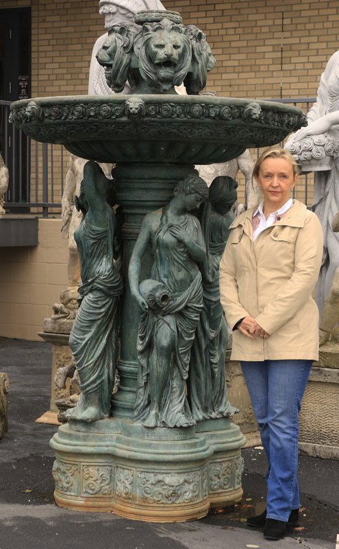 Grecian maiden bronze garden fountain, 90"h (1 of 3)