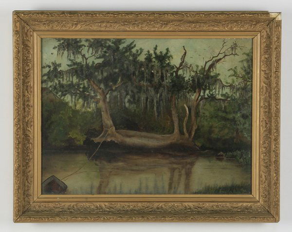 American School O/c 'Southern Swamp', 19th c (1 of 4)