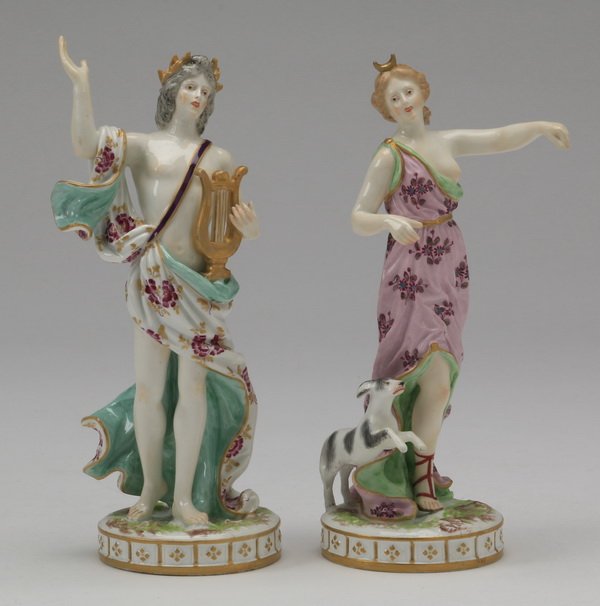 (2) 19th c. Continental figurines, 9"h (1 of 7)