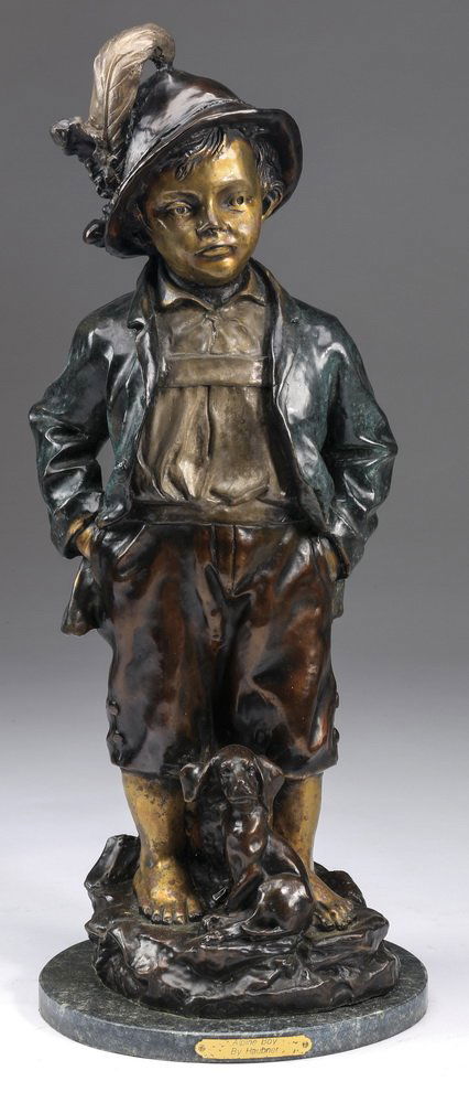 Polychrome decorated bronze 'Alpine Boy', 26" (1 of 4)
