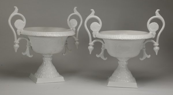 (2) Paint decorated metal planters, 22"h (1 of 1)