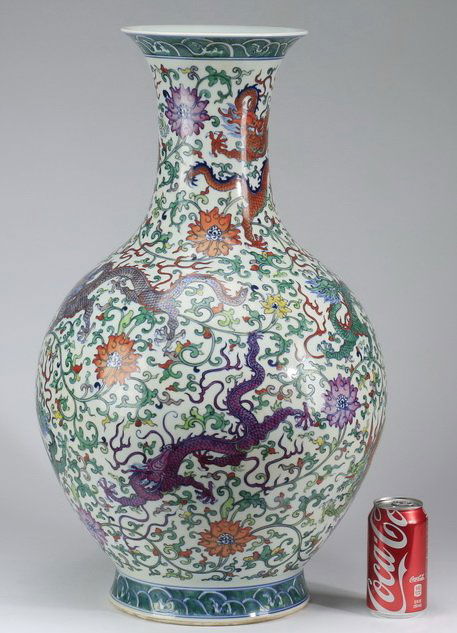 Chinese dragon bottle vase, Yongzheng, 25"h (1 of 7)
