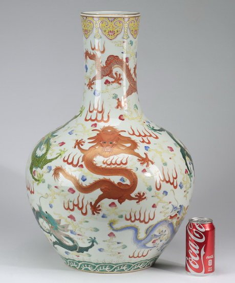 Chinese bottle neck dragon vase, 23"h (1 of 7)