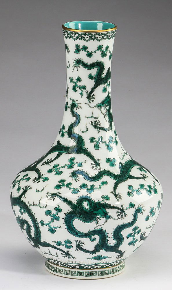 Chinese famille verte dragon vase, 12"h (1 of 6)