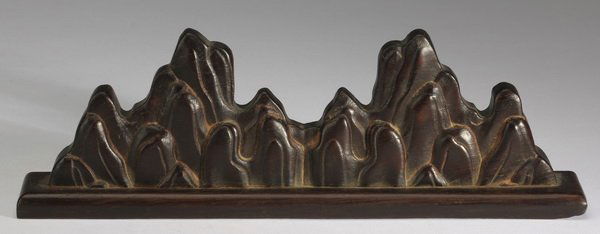 Chinese carved 'sacred mountains' brush rest (1 of 4)
