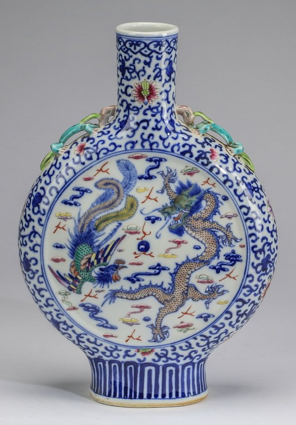 Chinese dragon & phoenix moonflask, 15"h (1 of 7)