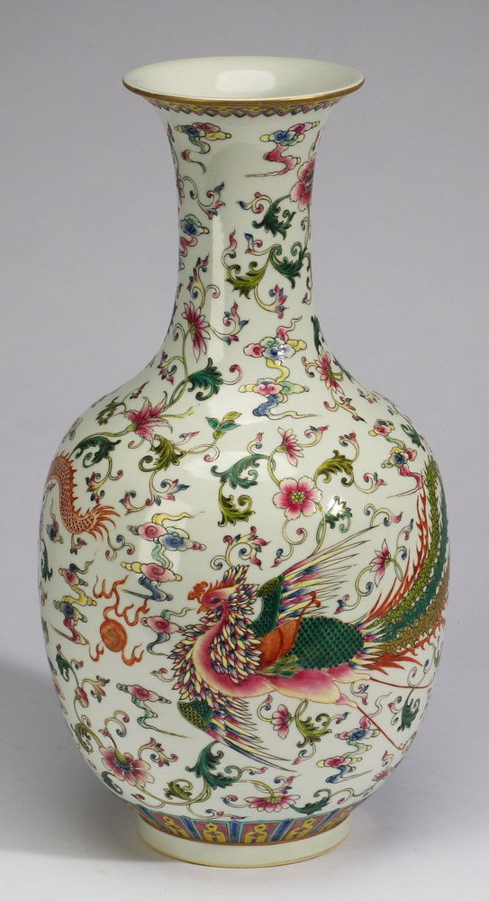 Chinese phoenix & dragon vase, Qianlong, 15"h (1 of 6)