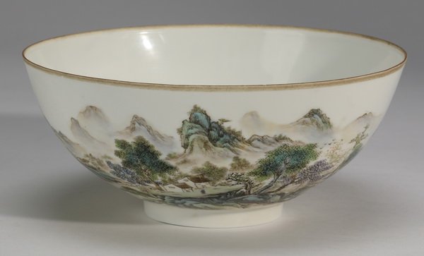 Chinese 'eggshell' porcelain bowl, 8"w (1 of 6)