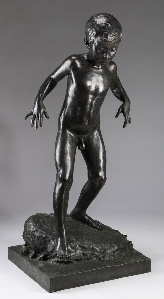 'Bathing Boy' bronze sculpture, 46"h (1 of 4)