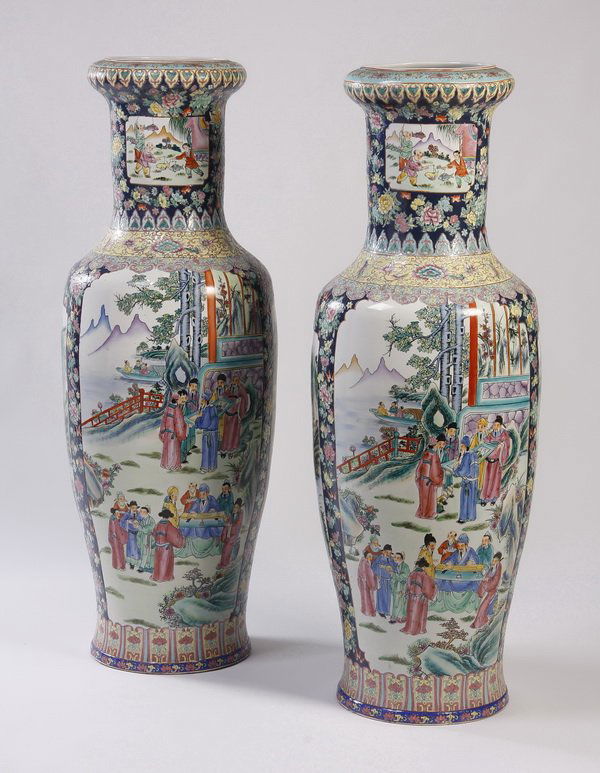 (2) Chinese porcelain floor vases, 53"h (1 of 6)