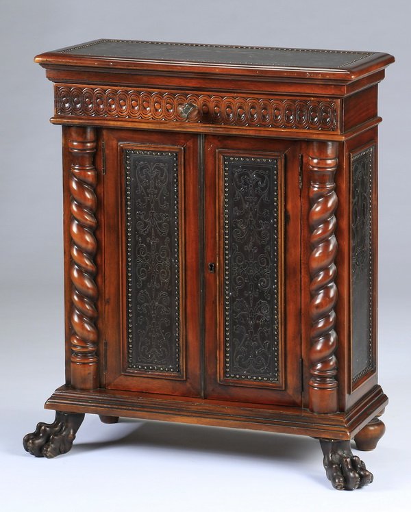 Carved cabinet with inset stone panels,  34"l (1 of 3)